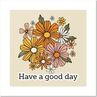 Retro Aesthetic "Have A Good Day" Quotes, Hippie Style 1960s 1970s Posters and Art